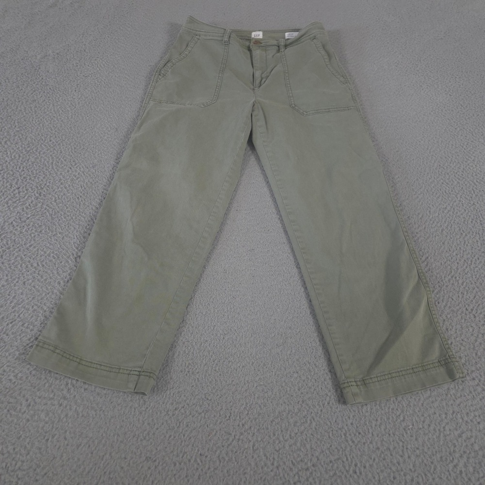 Gap‎ Pants Womens 4 Petite Green Girlfriend Khaki Straight Leg GapFlex Stretch